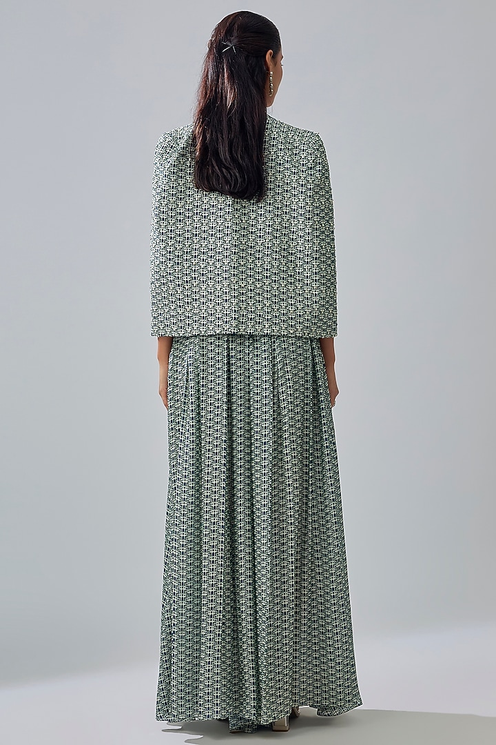 Blue Crepe Printed Cape Set by SVA BY SONAM & PARAS MODI at Pernia's Pop Up Shop