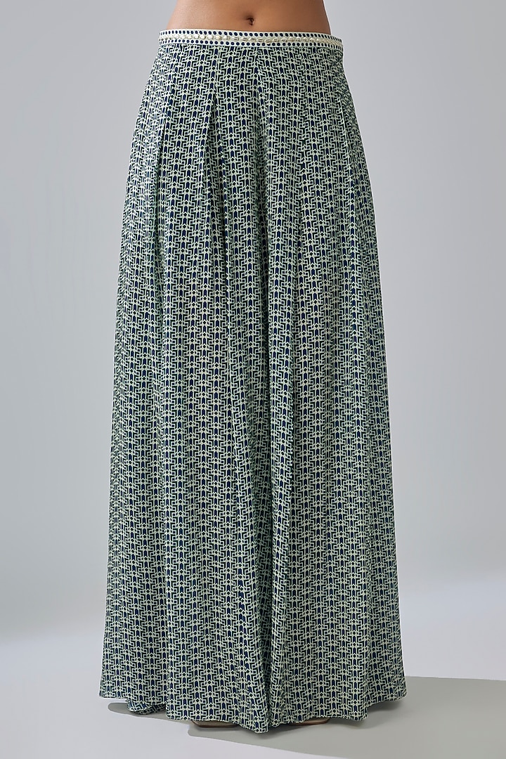 Blue Crepe Printed Cape Set by SVA BY SONAM & PARAS MODI at Pernia's Pop Up Shop