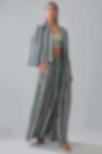 Blue Crepe Printed Cape Set by SVA BY SONAM & PARAS MODI at Pernia's Pop Up Shop