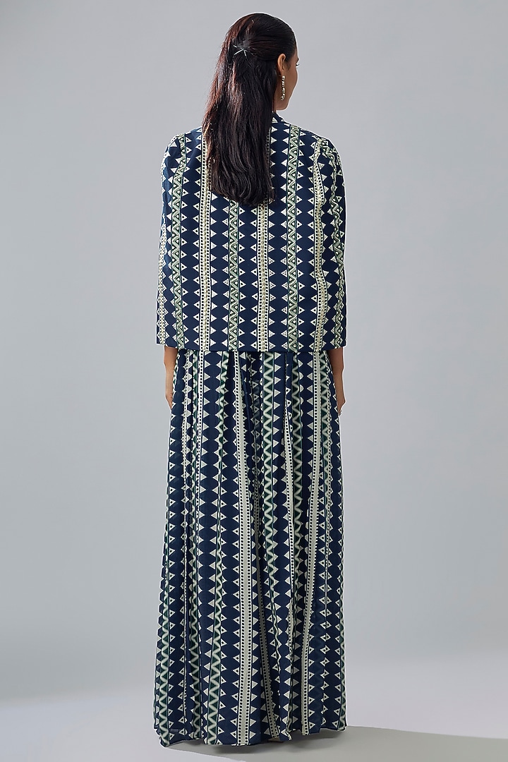 Blue Crepe Printed Cape Set by SVA BY SONAM & PARAS MODI at Pernia's Pop Up Shop