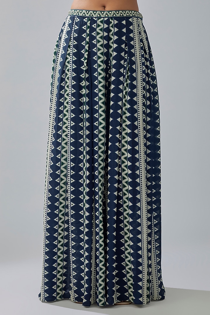 Blue Crepe Printed Cape Set by SVA BY SONAM & PARAS MODI at Pernia's Pop Up Shop