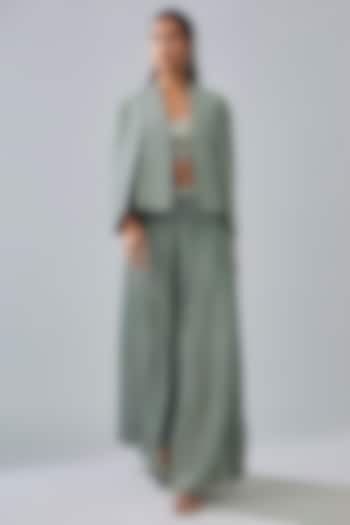 Blue Crepe Printed Cape Set by SVA BY SONAM & PARAS MODI at Pernia's Pop Up Shop