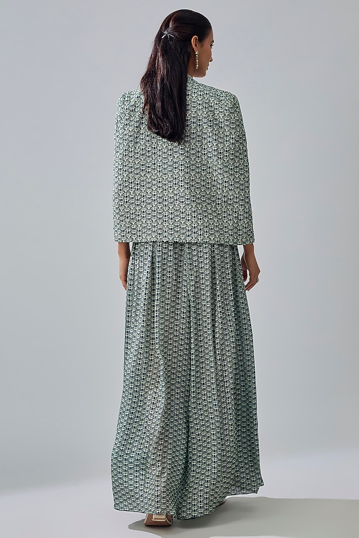 Blue Crepe Printed Cape Set by SVA BY SONAM & PARAS MODI at Pernia's Pop Up Shop
