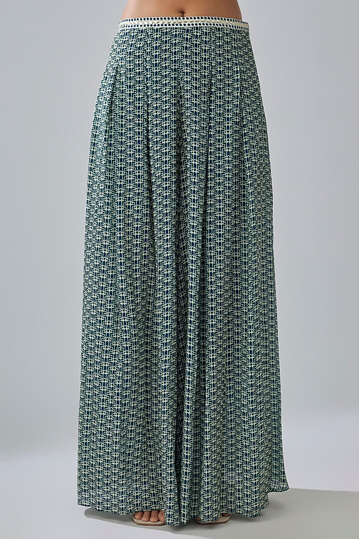 Blue Crepe Printed Cape Set by SVA BY SONAM & PARAS MODI at Pernia's Pop Up Shop