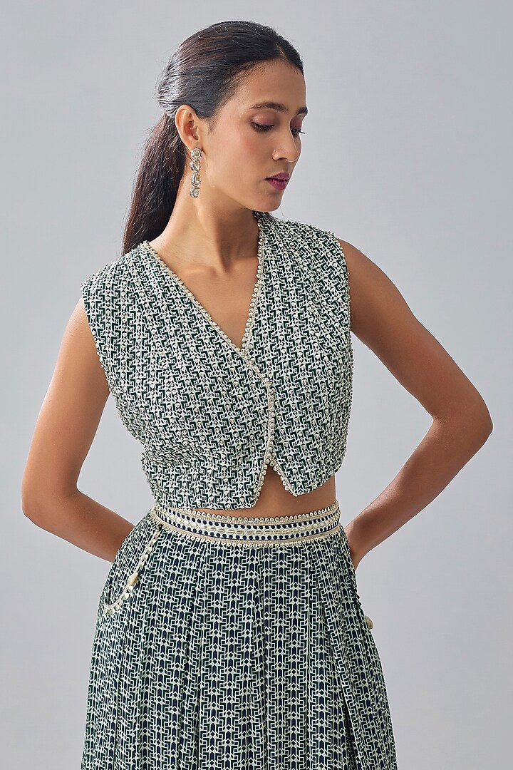 Blue Crepe Printed Co-Ord Set by SVA BY SONAM & PARAS MODI at Pernia's Pop Up Shop
