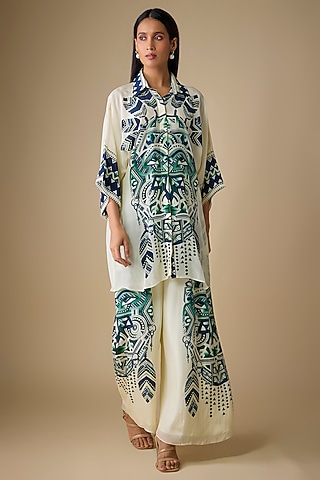 Ivory Crepe Co-Ord Set by SVA BY SONAM & PARAS MODI
