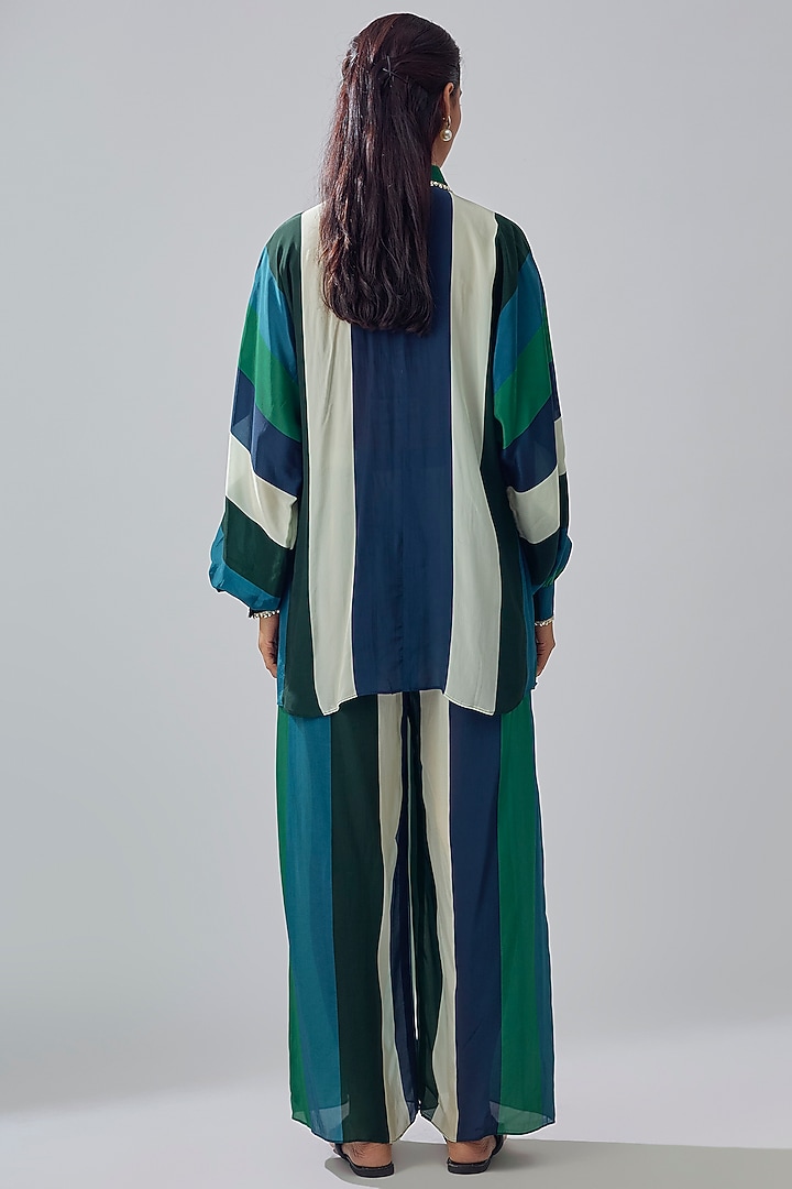 Multi-Colored Crepe Striped Printed Co-Ord Set by Sva By Sonam & Paras Modi at Pernia's Pop Up Shop