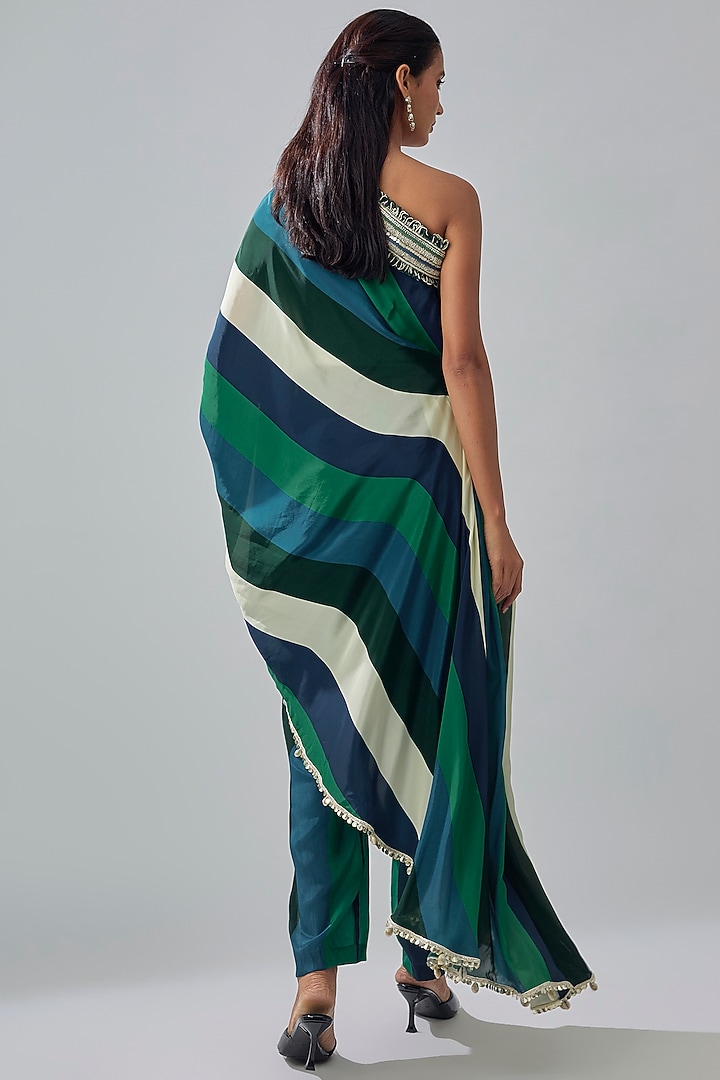 Multi-Colored Crepe Striped Printed Co-Ord Set by Sva By Sonam & Paras Modi at Pernia's Pop Up Shop