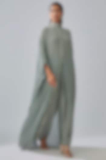 Blue Crepe Striped Printed Kaftan by Sva By Sonam & Paras Modi at Pernia's Pop Up Shop