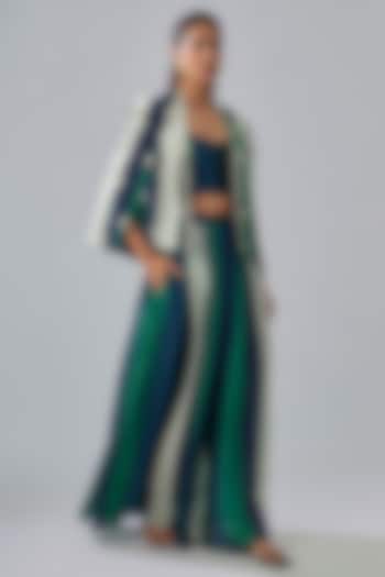 Multi-Colored Crepe Striped Printed Cape Set by Sva By Sonam & Paras Modi at Pernia's Pop Up Shop