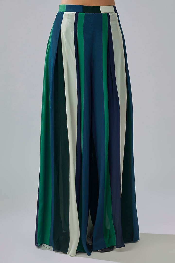 Multi-Colored Crepe Striped Printed Cape Set by Sva By Sonam & Paras Modi at Pernia's Pop Up Shop