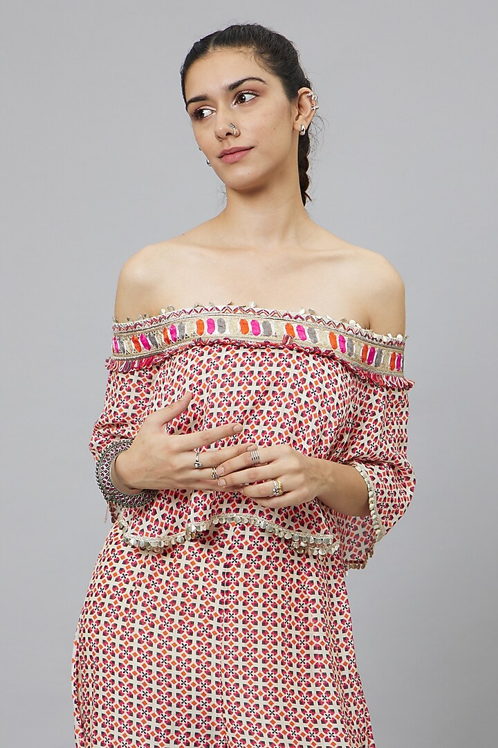 Pink Linen Geometric Printed Jumpsuit by SVA BY SONAM & PARAS MODI at Pernia's Pop Up Shop