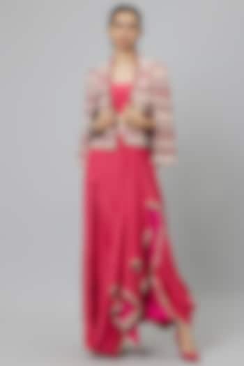 Pink Shimmer Crepe Skirt Set by SVA BY SONAM & PARAS MODI