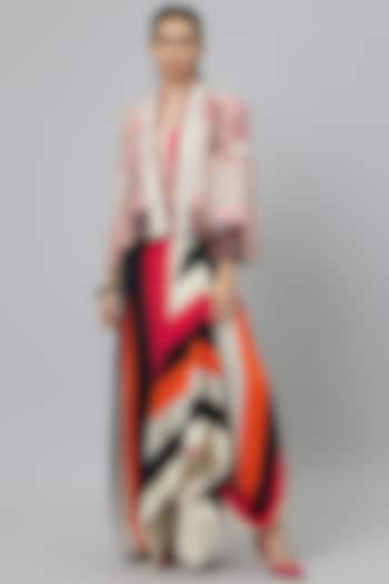 Multi-Colored Crepe Striped Printed Skirt Set by SVA BY SONAM & PARAS MODI at Pernia's Pop Up Shop