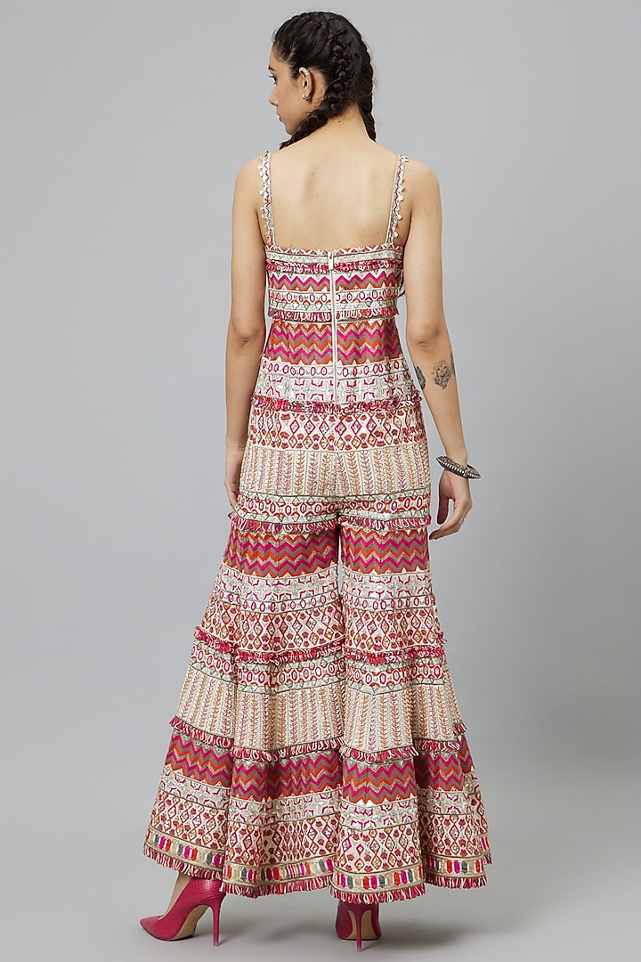 Multi-Colored Silk Bell Bottom Jumpsuit by SVA BY SONAM & PARAS MODI at Pernia's Pop Up Shop