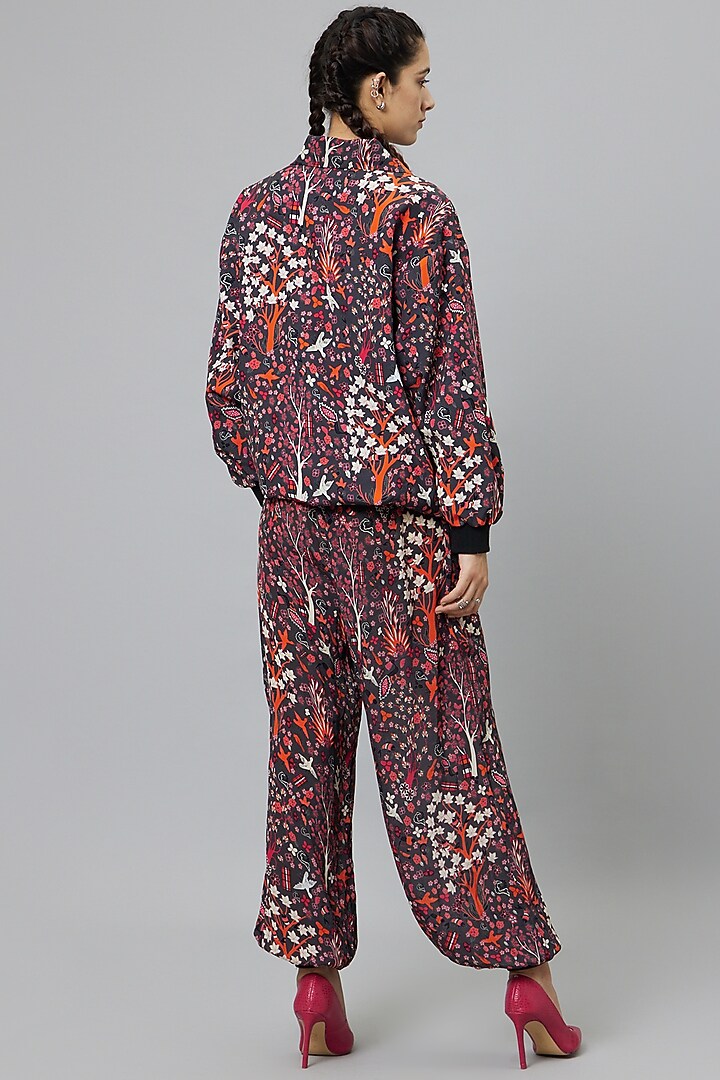 Multi-Colored Crepe Printed Bomber Jacket Set by SVA BY SONAM & PARAS MODI at Pernia's Pop Up Shop