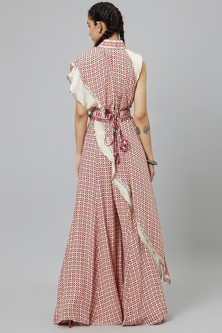 Ivory & Pink Crepe Printed Wedding Sharara Set by SVA BY SONAM & PARAS MODI at Pernia's Pop Up Shop