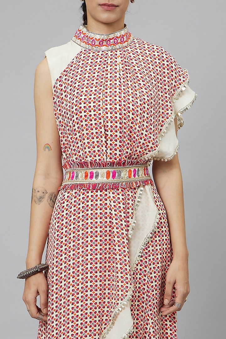Ivory & Pink Crepe Printed Wedding Sharara Set by SVA BY SONAM & PARAS MODI at Pernia's Pop Up Shop