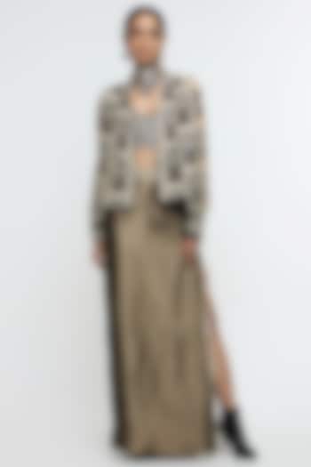 Brown Organza Tissue Draped Skirt Set by SVA BY SONAM & PARAS MODI at Pernia's Pop Up Shop