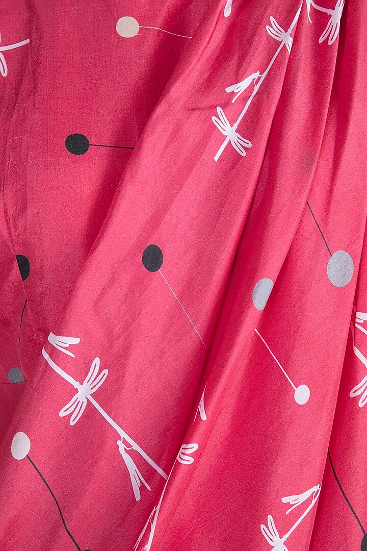 Red Printed Jumpsuit With Attached Drape by Arya by SVA at Pernia's Pop Up Shop