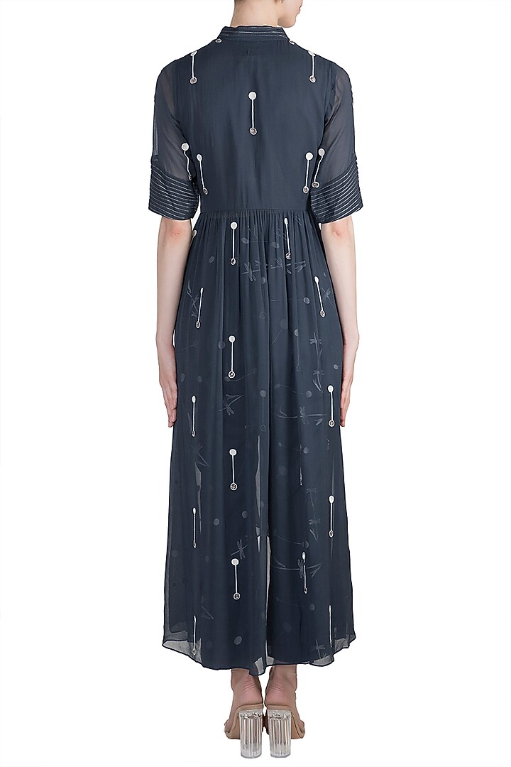 Midnight Blue Embroidered Kurta With Cigarette Pants by Arya by SVA at Pernia's Pop Up Shop