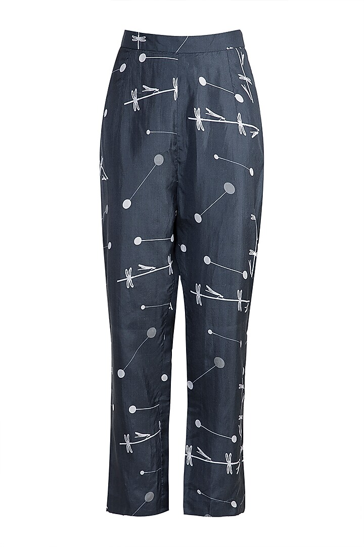 Midnight Blue Embroidered Kurta With Cigarette Pants by Arya by SVA at Pernia's Pop Up Shop