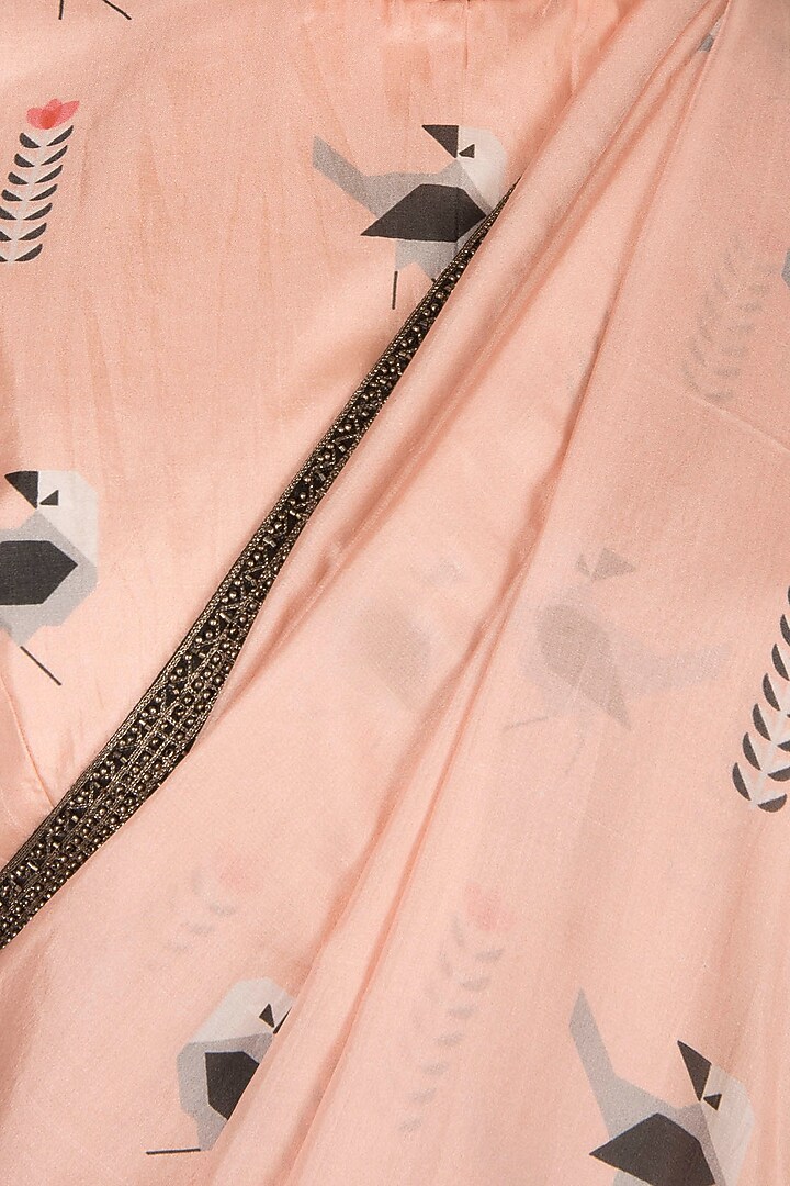 Nude Embroidered Printed Wedding Saree Set by Arya by SVA at Pernia's Pop Up Shop