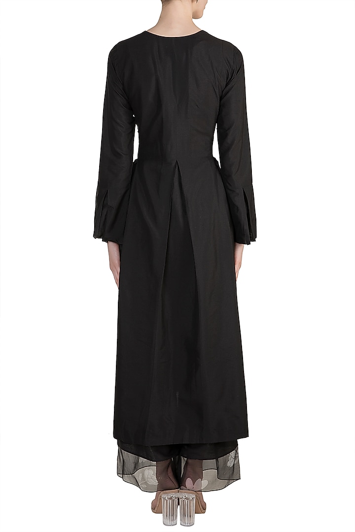 Black Embroidered Printed Kurta Set by Arya by SVA at Pernia's Pop Up Shop