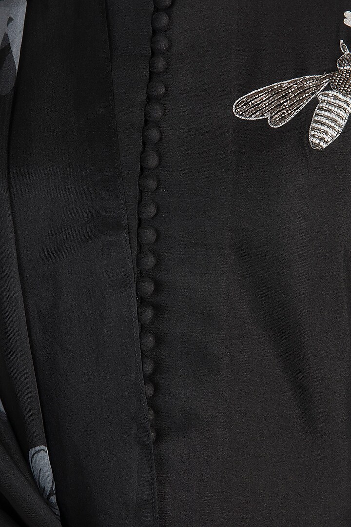 Black Embroidered Printed Kurta Set by Arya by SVA at Pernia's Pop Up Shop