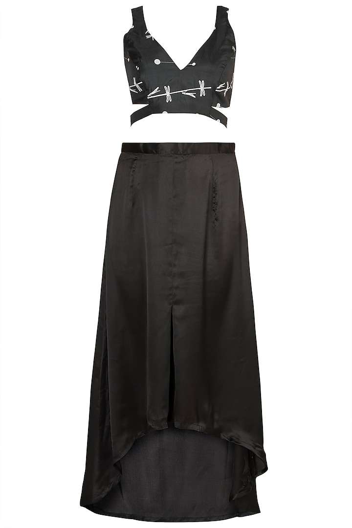 Black Printed Wedding Saree Set With Belt by Arya by SVA at Pernia's Pop Up Shop