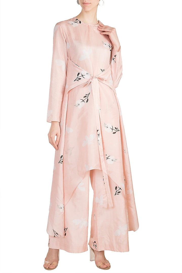 Nude Printed Kurta With Palazzo Pants by Arya by SVA at Pernia's Pop Up Shop