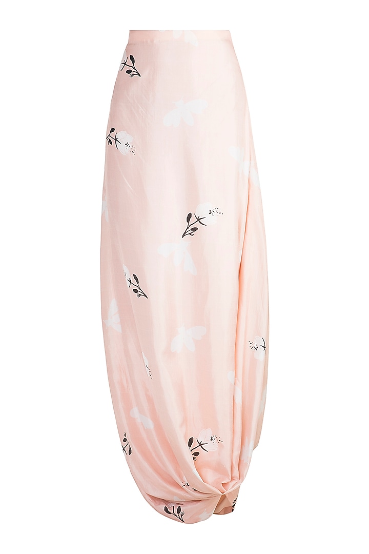 Black Embroidered Top With Nude Printed Drape Skirt by Arya by SVA at Pernia's Pop Up Shop