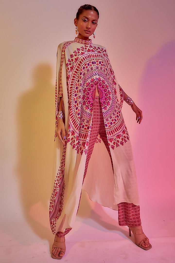 Multi-Coloured Printed Kaftan Set by SVA BY SONAM & PARAS MODI
