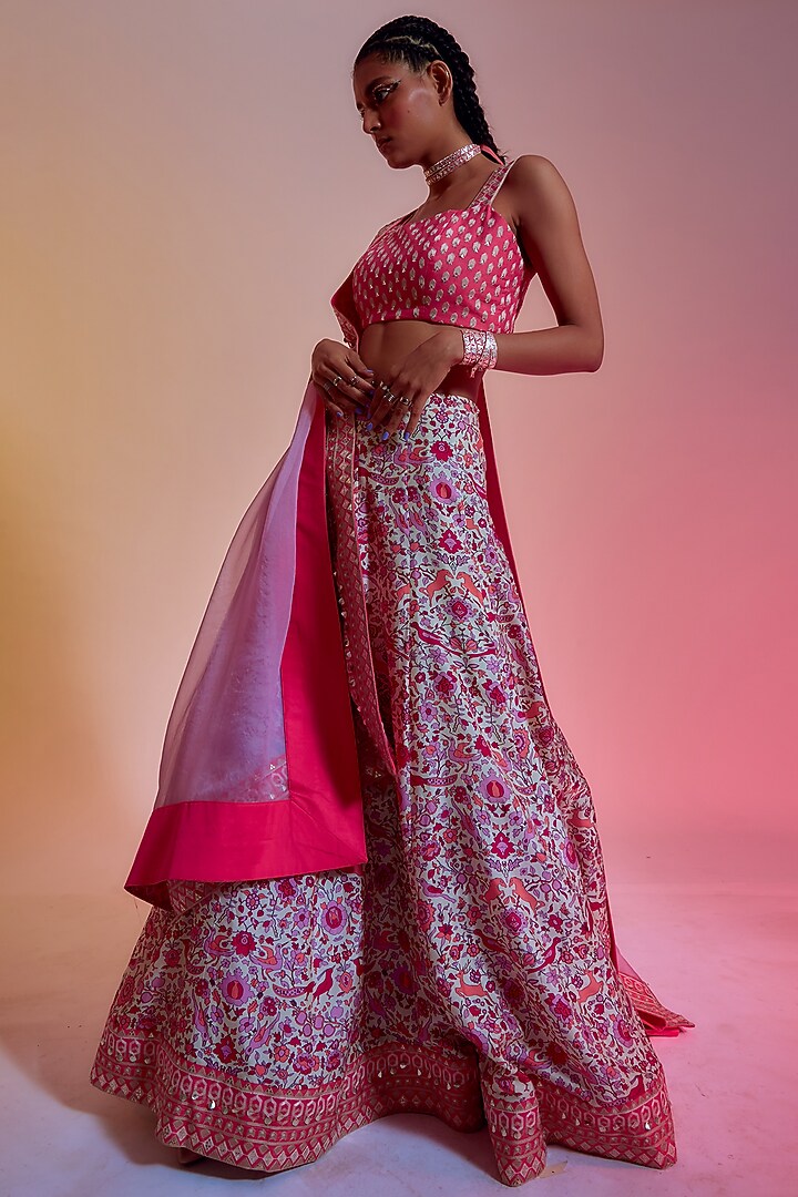 Multi-Coloured Printed Wedding Lehenga Set by SVA BY SONAM & PARAS MODI at Pernia's Pop Up Shop