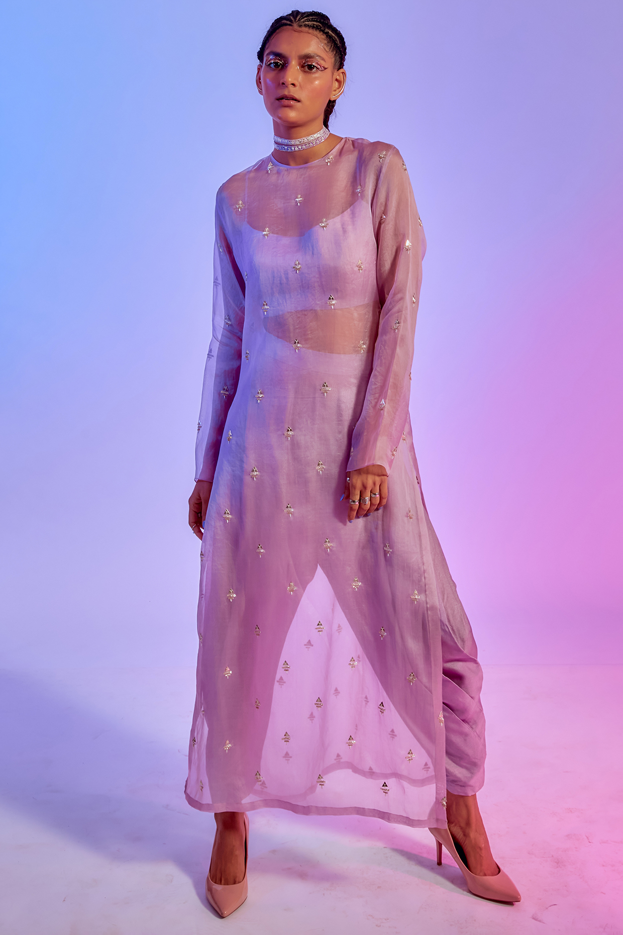 Lilac Silk Pant Set by SVA BY SONAM & PARAS MODI at Pernia's Pop Up Shop