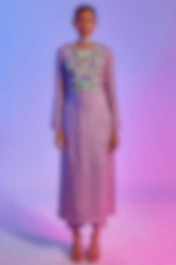 Lilac Silk Kurta Set by SVA BY SONAM & PARAS MODI at Pernia's Pop Up Shop