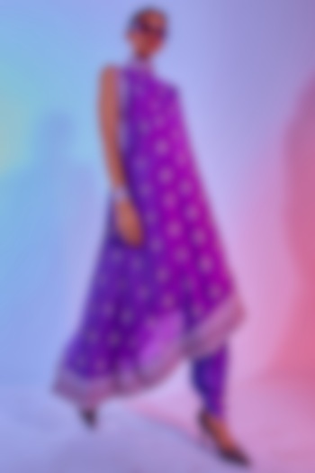 Purple Silk Draped Tunic Set by SVA BY SONAM & PARAS MODI at Pernia's Pop Up Shop