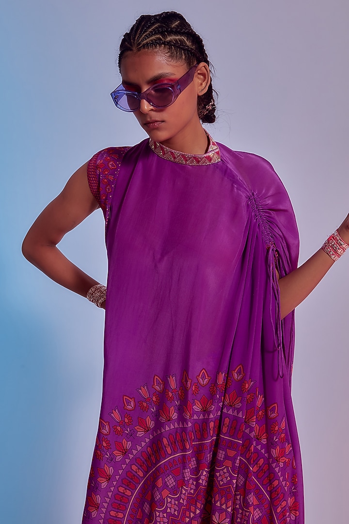 Purple Printed Kaftan Set by SVA BY SONAM & PARAS MODI at Pernia's Pop Up Shop