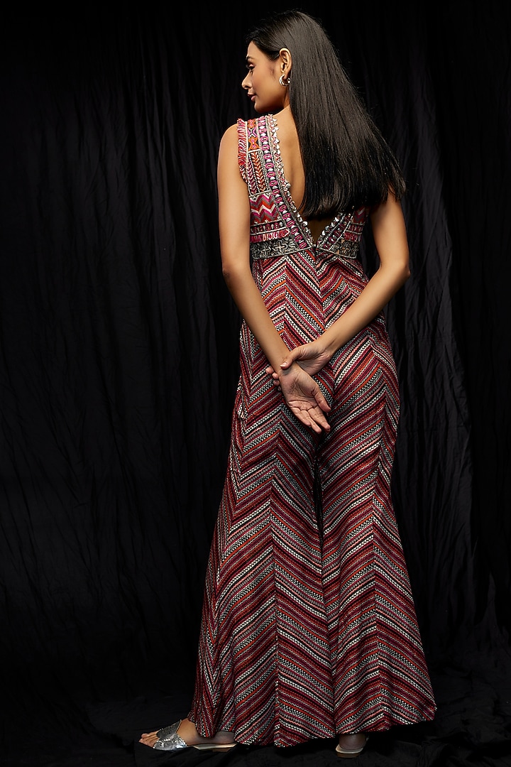 Multi-Colored Shimmer Crepe Jumpsuit by SVA BY SONAM & PARAS MODI at Pernia's Pop Up Shop
