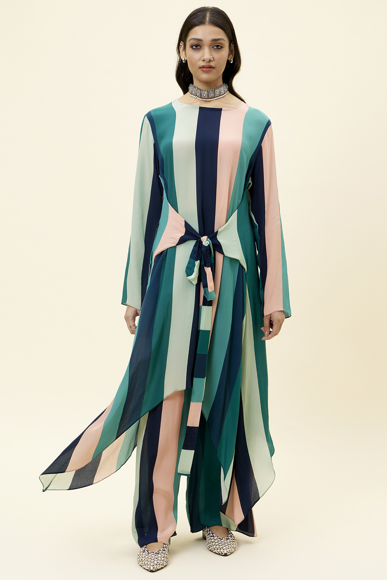 Multi-Colored Crepe Printed Tunic Set by SVA BY SONAM & PARAS MODI at Pernia's Pop Up Shop