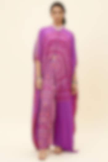 Purple Crepe Printed Kaftan Set by SVA BY SONAM & PARAS MODI at Pernia's Pop Up Shop