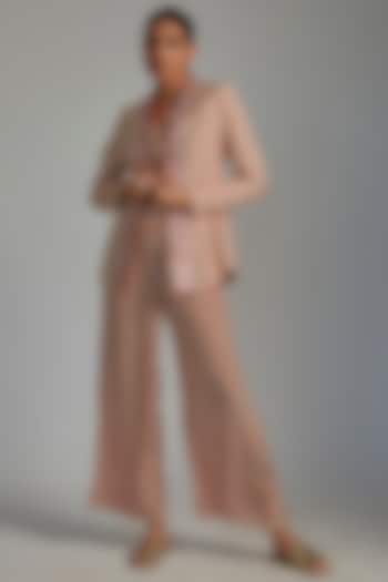 Ivory Crepe Printed Blazer Set by SVA BY SONAM & PARAS MODI at Pernia's Pop Up Shop