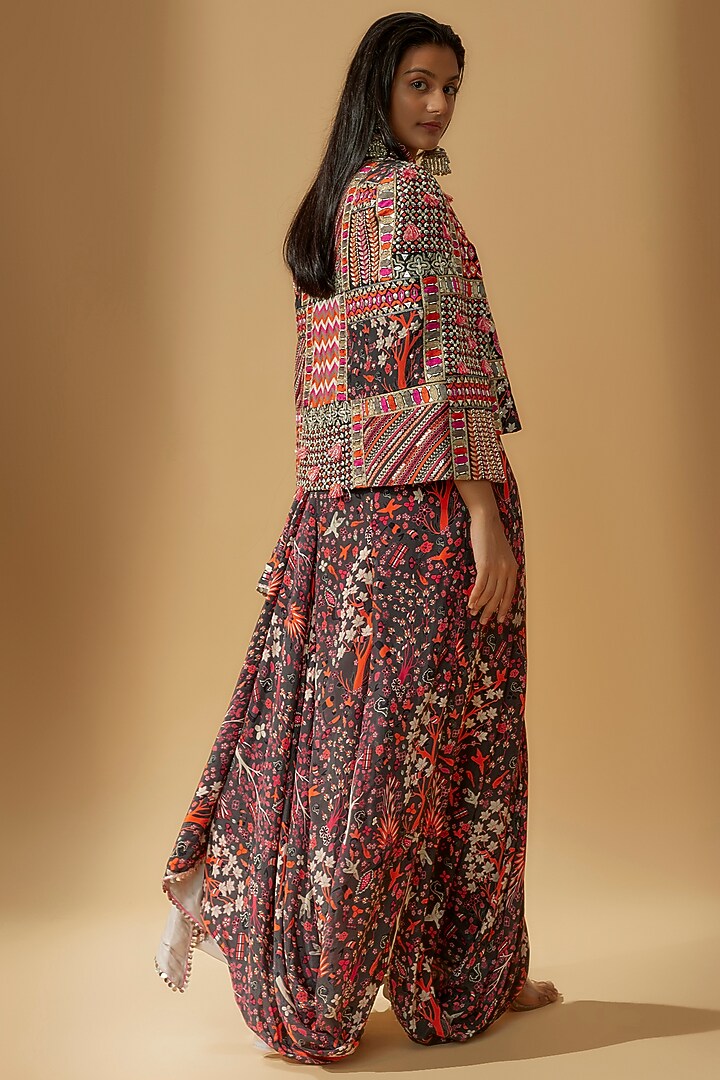Multi-Colored Crepe Embroidered Jacket Set by SVA BY SONAM & PARAS MODI at Pernia's Pop Up Shop