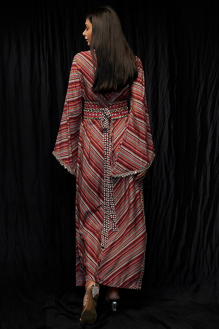 Multi-Colored Shimmer Crepe Printed Cocktail Dress by SVA BY SONAM & PARAS MODI at Pernia's Pop Up Shop