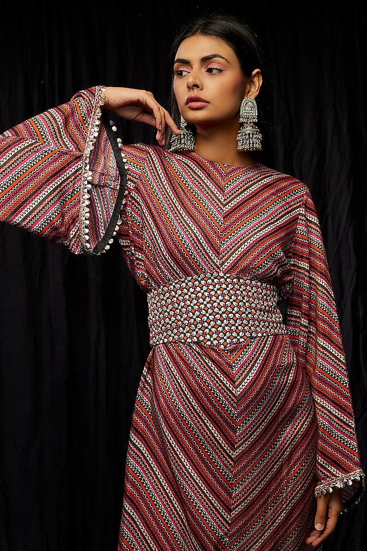 Multi-Colored Shimmer Crepe Printed Cocktail Dress by SVA BY SONAM & PARAS MODI at Pernia's Pop Up Shop