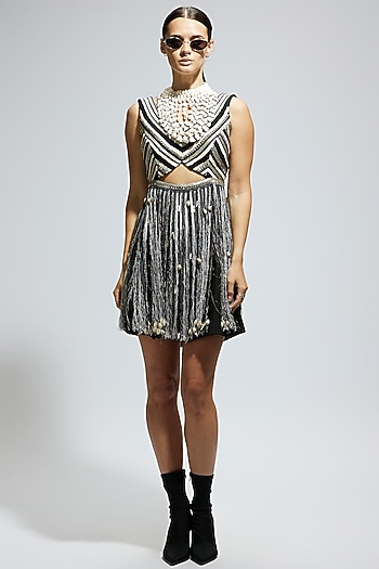 Black Silk Mini Cocktail Dress by SVA BY SONAM & PARAS MODI at Pernia's Pop Up Shop