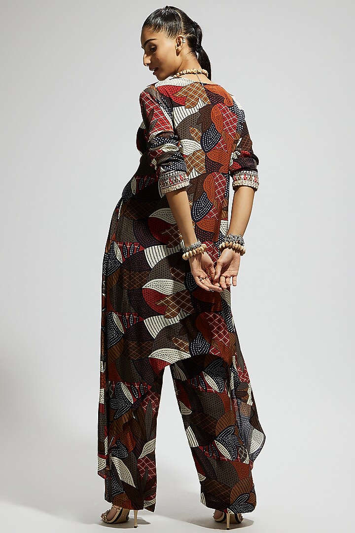 Multi-Colored Crepe Abstract Printed Tunic Set by SVA BY SONAM & PARAS MODI at Pernia's Pop Up Shop