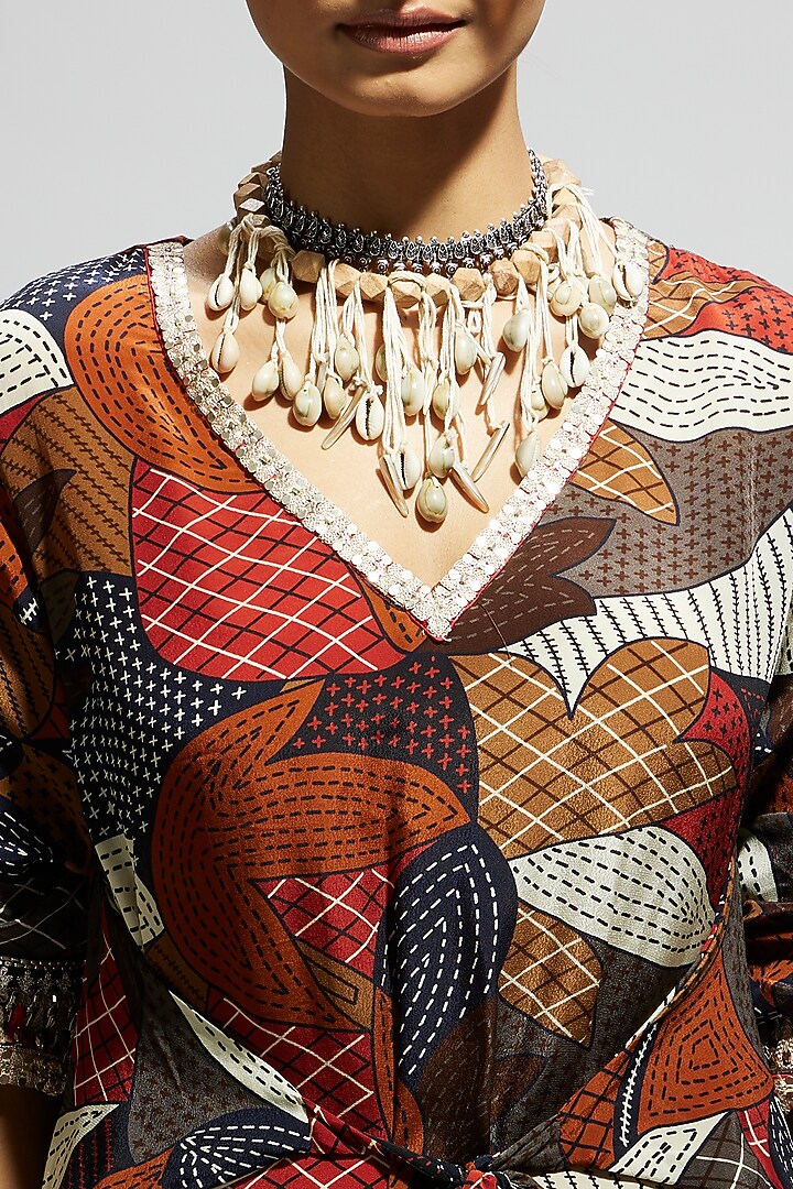 Multi-Colored Crepe Abstract Printed Tunic Set by SVA BY SONAM & PARAS MODI at Pernia's Pop Up Shop