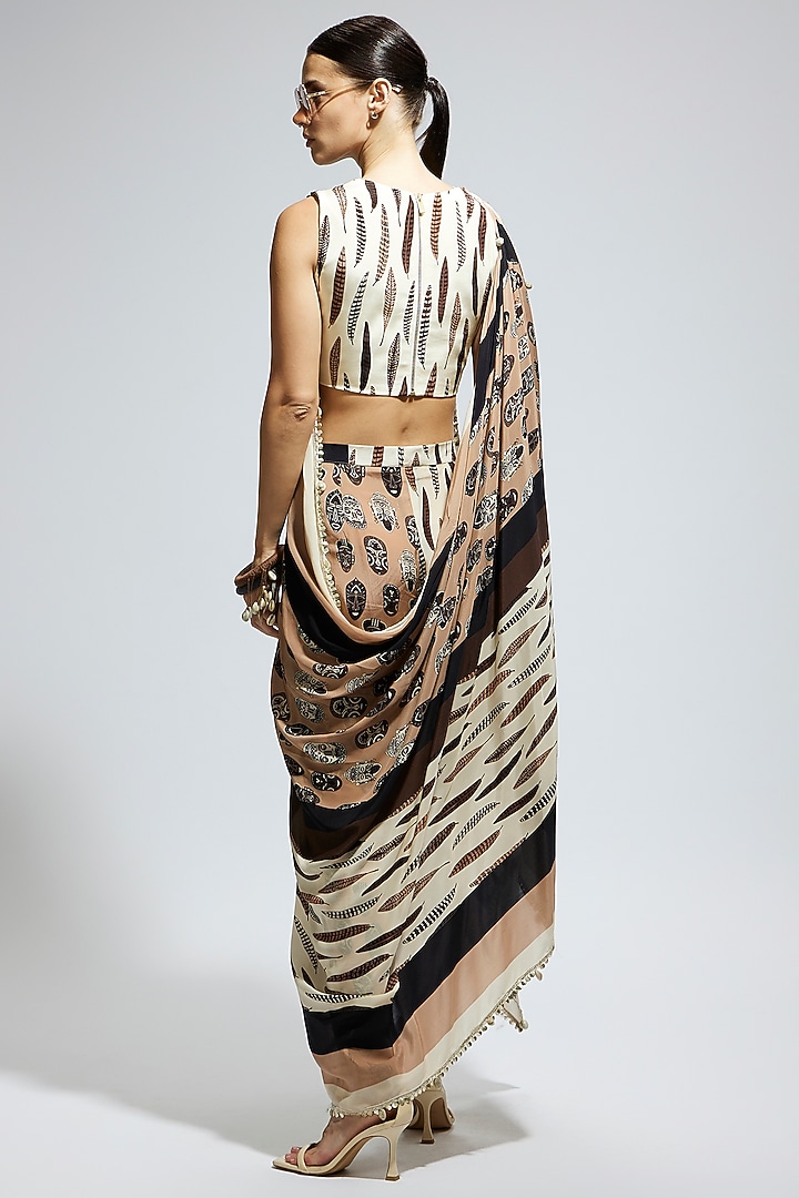 Ivory Crepe Printed Pant Set by SVA BY SONAM & PARAS MODI at Pernia's Pop Up Shop