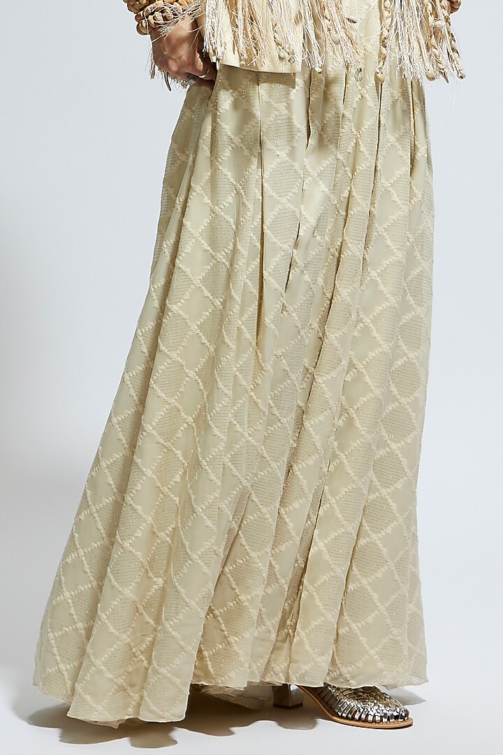 Ivory Silk Thread Work Jacket Set by SVA BY SONAM & PARAS MODI at Pernia's Pop Up Shop